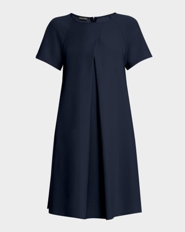Emporio Armani Pleated Techno Cady Babydoll Mini Dress