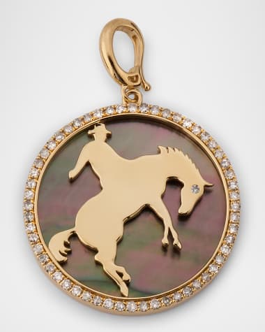 Kastel Jewelry 14K Yellow Gold Rodeo Diamond and Gray Mother-of-Pearl Pendant