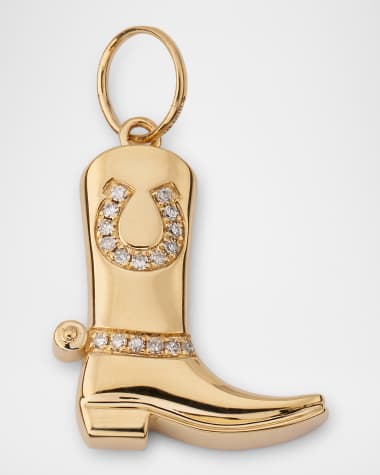 Kastel Jewelry 14K Yellow Gold Rodeo Boot Diamond Pendant