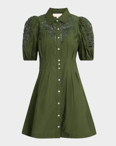 LOVE THE LABEL Marta Embroidered Mini Shirtdress