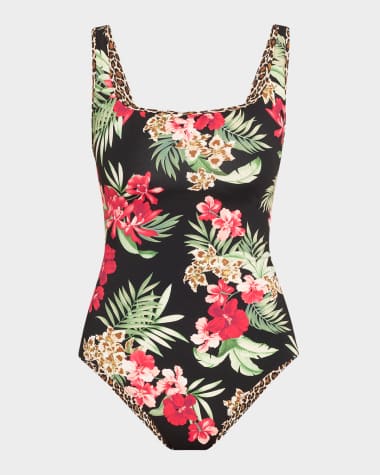 Tommy Bahama Lily Cat Reversible Tank One-Piece Swimsuit