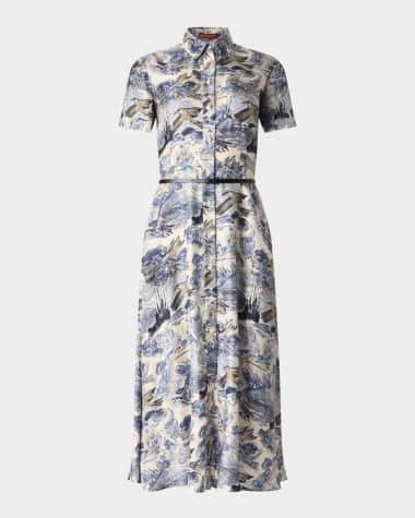 Altuzarra Kiera Short-Sleeve Midi Silk Shirtdress