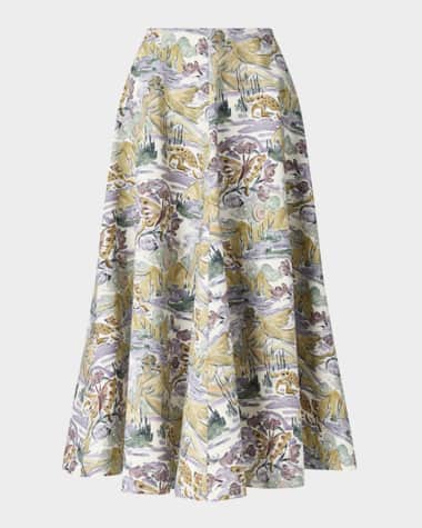 Altuzarra Varda Printed Midi A-Line Skirt