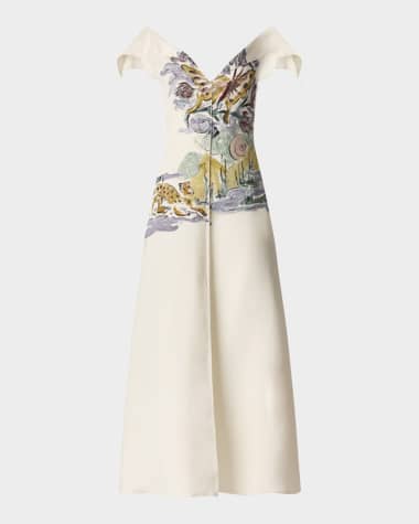Altuzarra Jophee Drape Cap-Sleeve Maxi Dress