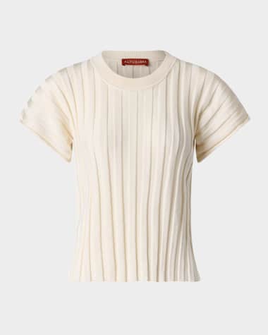 Altuzarra Zadie Silk Rib Short-Sleeve Top