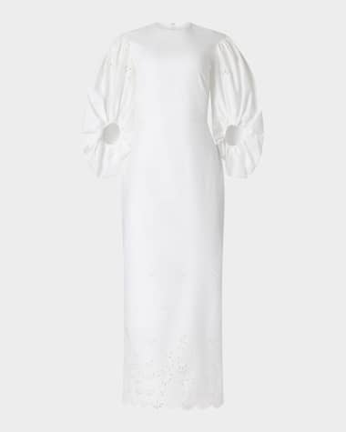 Altuzarra Danielle Eyelet Embroidered Puff-Sleeve Maxi Dress