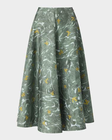 Altuzarra Varda Printed Silk Midi Skirt