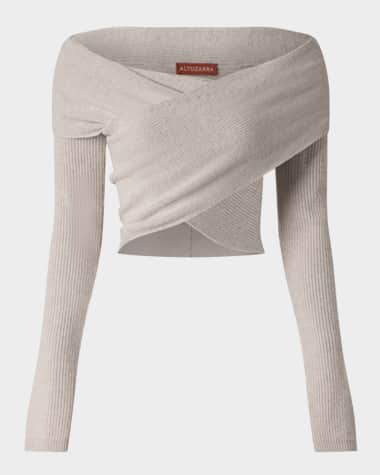Altuzarra Mimi Off-Shoulder Wrap Wool Cashmere Sweater