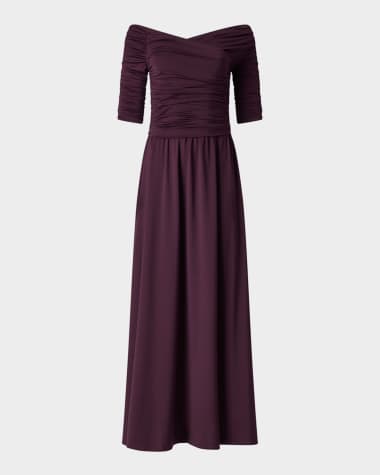 Altuzarra Char Off-Shoulder Ruched Long Dress
