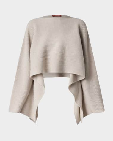 Altuzarra Trip Wool-Cashmere Rib Handkerchief Crop Sweater