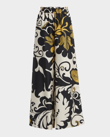 La DoubleJ Marea-Print Wide-Leg Pull-On Palazzo Pants