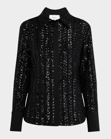 Sans Faff Stripe Sequined Long Sleeve Top