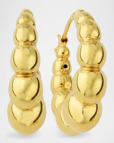 Siena Jewelry 14K Yellow Gold Graduated Ball Hoop Earrings