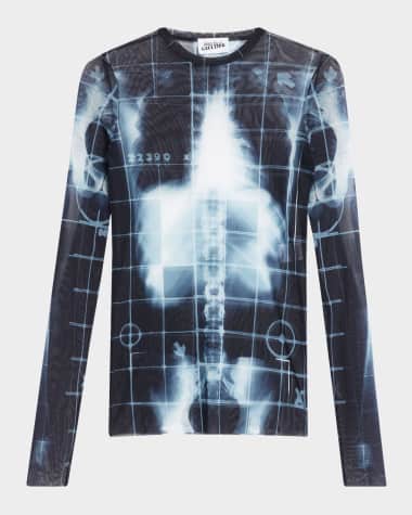 Jean Paul Gaultier Skeletor X-Ray Printed Mesh Long-Sleeve Top