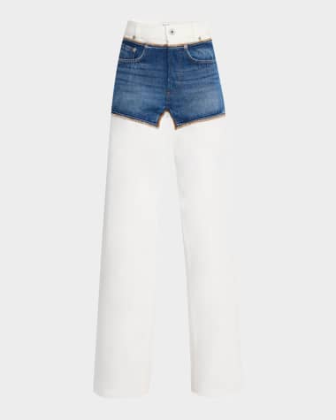 Jean Paul Gaultier Trompe L'oeil Petit Grand Straight-Leg Jeans