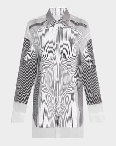 Jean Paul Gaultier Body Morphing Pinstriped Petit Grand Shirt