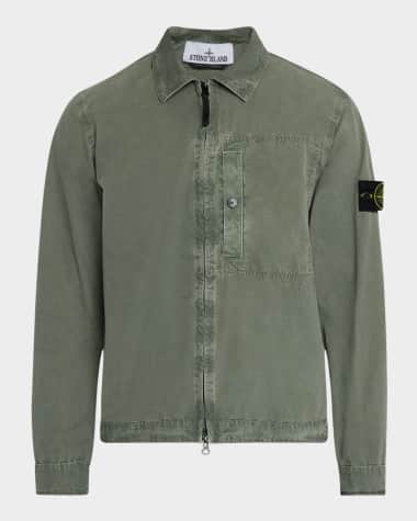Stone Island Men's Worn-Effect Zip Overshirt
