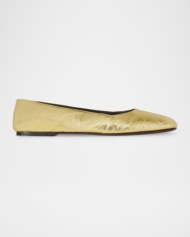 THE ROW Metallic Leather Ballerina Flats