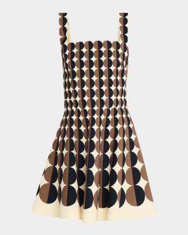 Oscar de la Renta Geo Double Face Wool Sleeveless Mini Dress