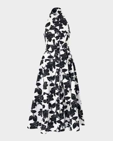 Carolina Herrera Collared Halter Button-Front Midi Dress