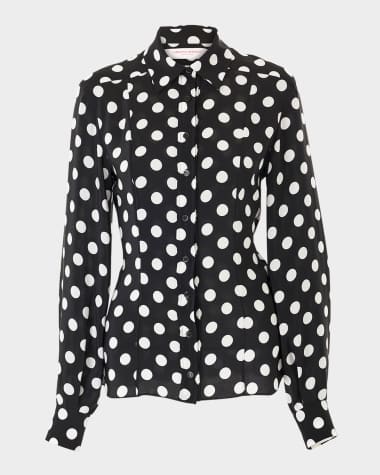 Carolina Herrera Polka-Dot Button Down Shirt