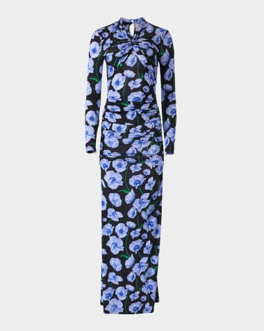 Carolina Herrera Twisted-Neck Long-Sleeve Gown
