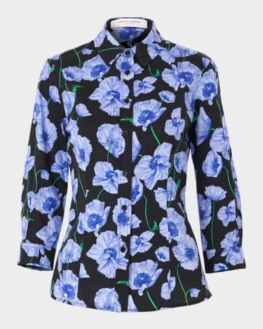 Carolina Herrera Flower-Print Button-Down Icon Blouse
