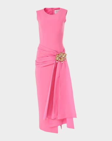 Carolina Herrera Sleeveless Hip-Sash Column Dress