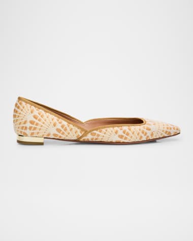 Aquazzura Bicolor Raffia Ballerina Flats