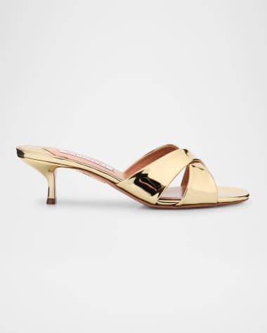 Aquazzura Divine Specchio Kitten-Heel Mule Sandals