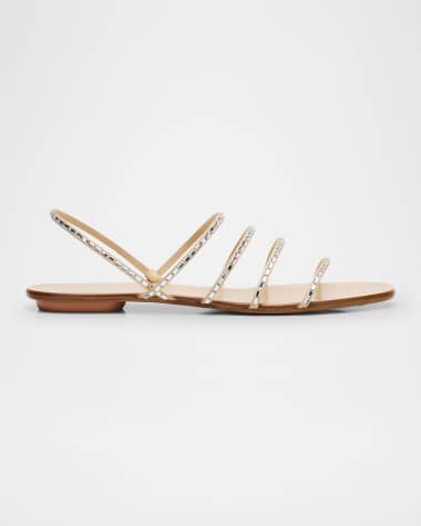 Aquazzura Crystal Strappy Flat Summer Sandals