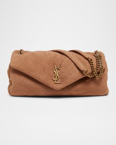 Saint Laurent Calypso Medium YSL Shoulder Bag in Grained Nubuck Leather