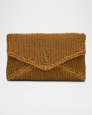 Saint Laurent Large YSL Envelope Pouch Clutch Bag in Braided Rope
