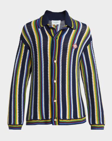 CASABLANCA Men's Crochet Stripe Button-Down Sweater