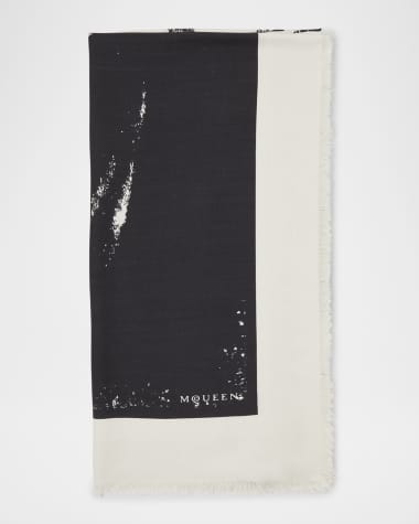 McQueen Exploded Skull Silk Blend Scarf
