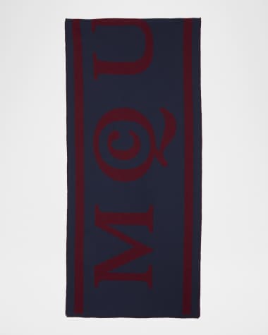 McQueen Logo-Print Striped Scarf