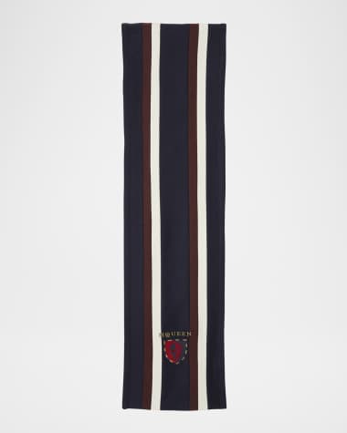 McQueen Striped Scarf W/ Logo Crest