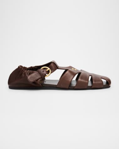 Miu Miu Fisherman Buckle Leather Sandals