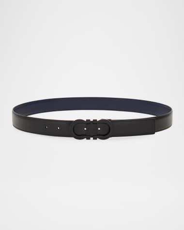 Ferragamo Men's Gancini-Buckle Double Adjustable Leather Belt