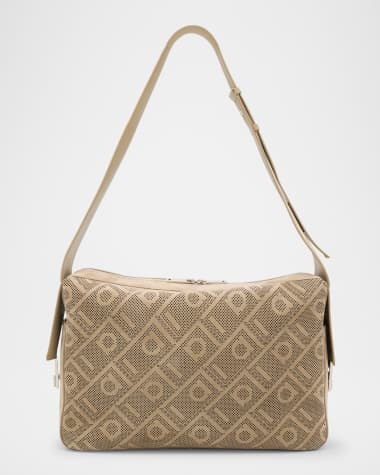 Ferragamo Men's Twins Perforated Leather Crossbody Bag
