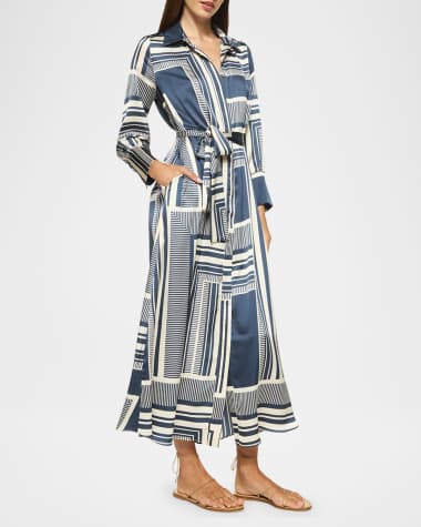 MISA Los Angeles Herminia Satin Maxi Shirtdress