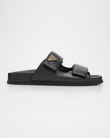 Prada Leather Double-Grip Slide Sandals
