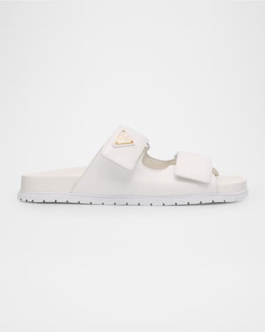 Prada Leather Double-Grip Slide Sandals