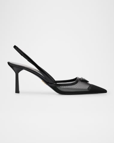 Prada Rete Nylon Mesh Slingback Pumps