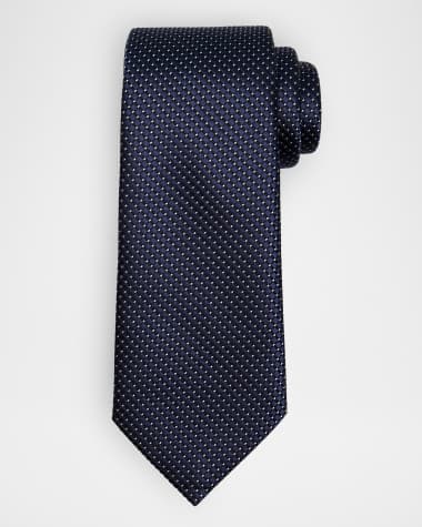 Emporio Armani Men's Silk-Blend Micro-Square Print Tie