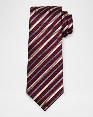 Emporio Armani Men's Silk-Blend Diagonal Stripe Tie