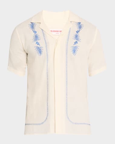 Orlebar Brown Men's Maitan Embroidered Camp Shirt