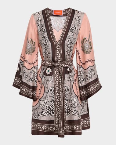 La DoubleJ Magnifico Long-Sleeve Silk Mini Dress