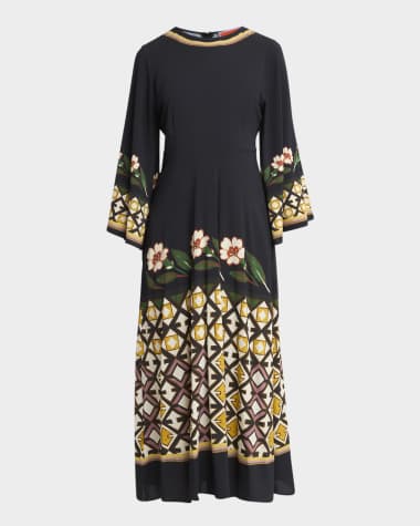 La DoubleJ Sorella Flare-Sleeve Midi Dress