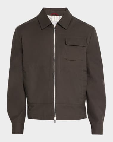 Brunello Cucinelli Men's Cotton Full-Zip Blouson Jacket